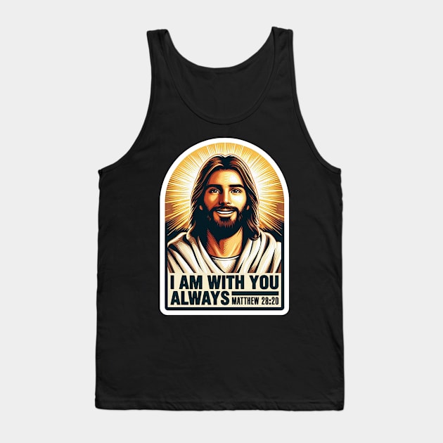 Matthew 28:20 I Am With You Always Jesus Christ Tank Top by Plushism